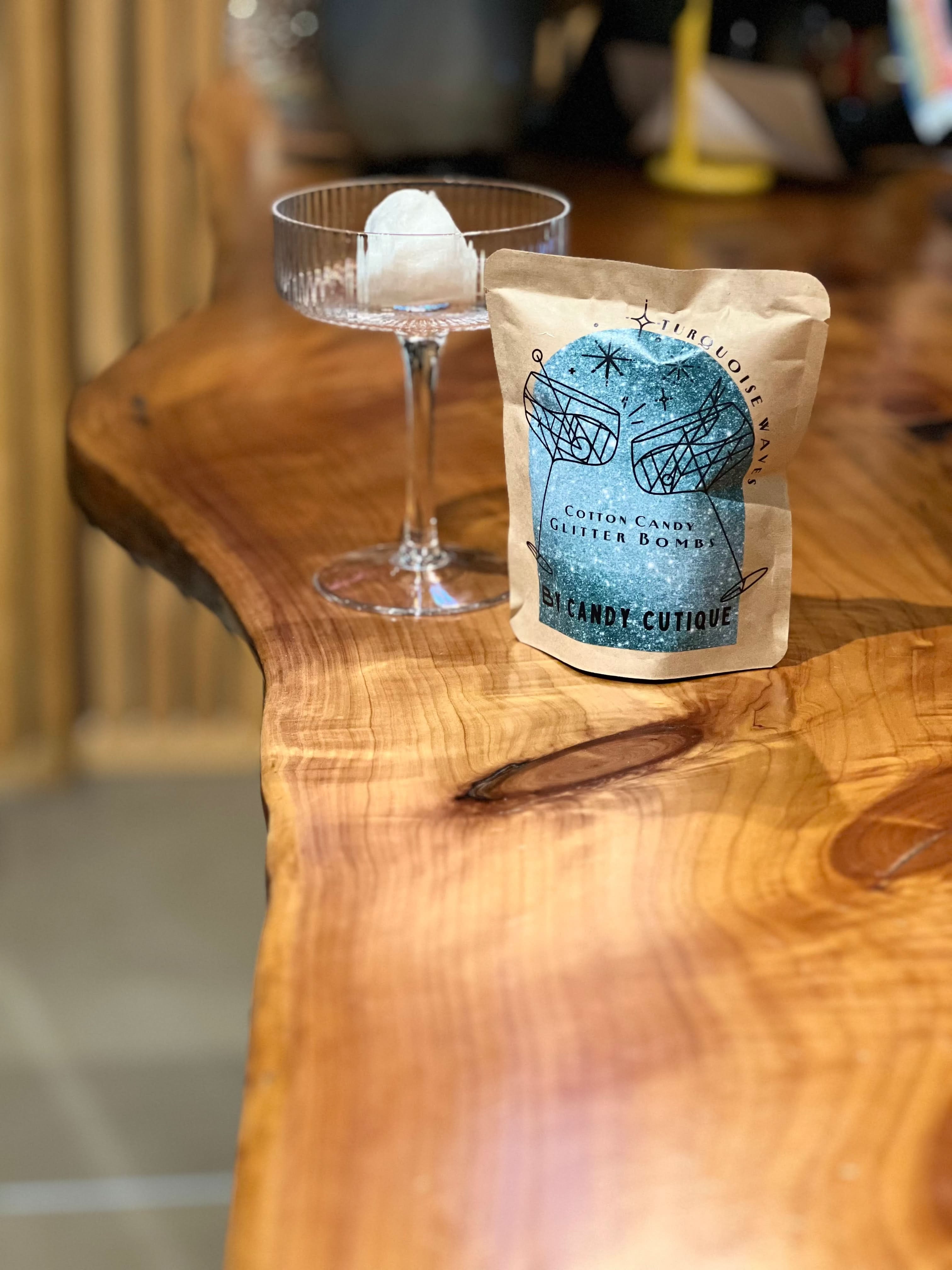 Turquoise Waves Cotton Candy Glitter Bomb