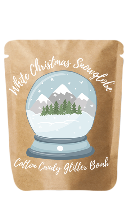 White Christmas Snow Globe Cotton Candy Glitter Bomb