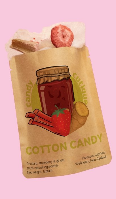Buy strawberry, rhubarb & ginger candy floss / cotton candy / fairy floss online